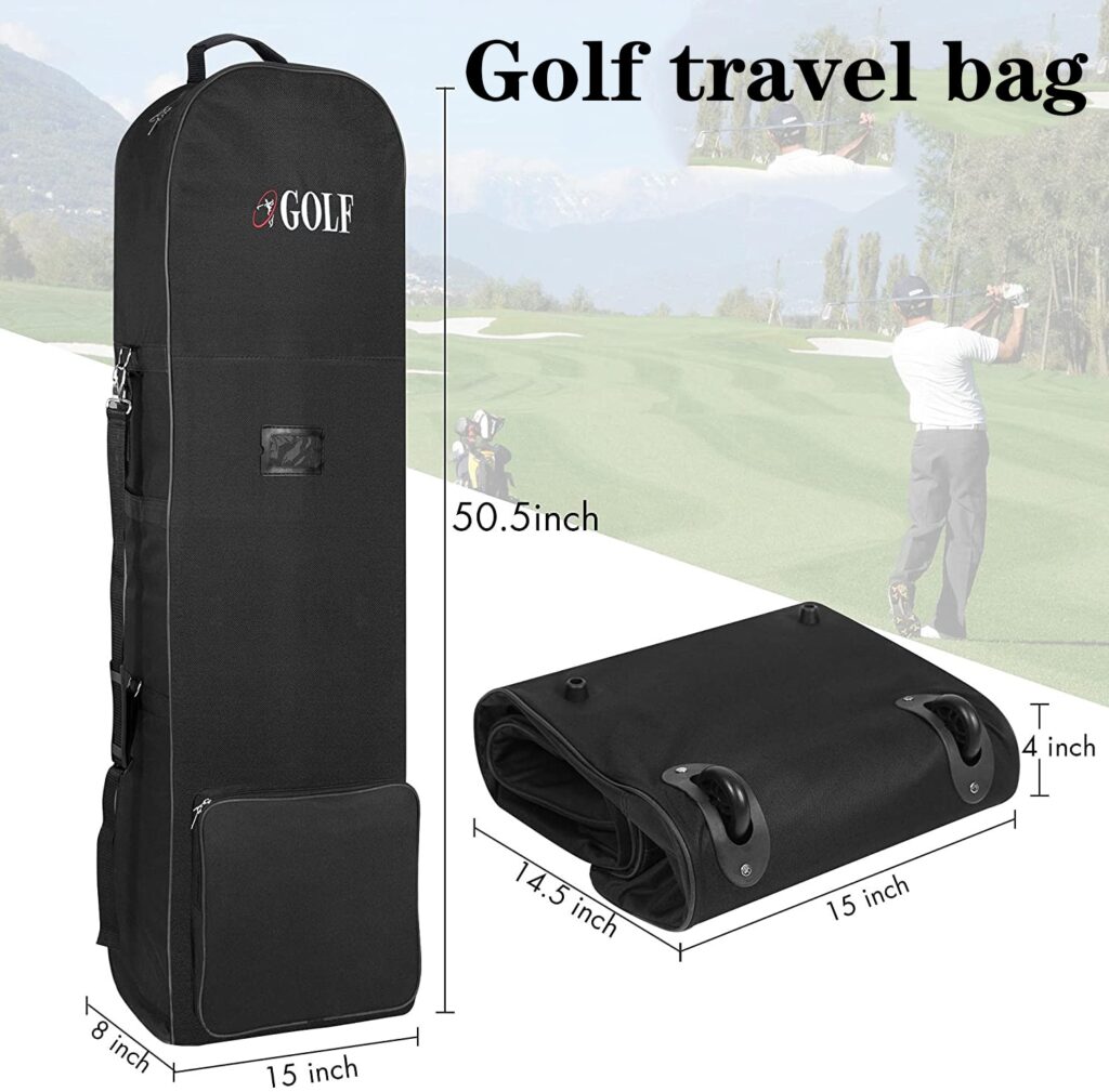 Foldable Golf Travel Plane Bags With Wheels and Detachable Shoulder Straps
